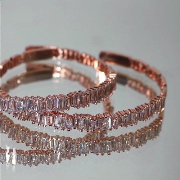 Cubic Zirconium Bangle - SILVER, GOLD, ROSE GOLD - Picture 2 of 5